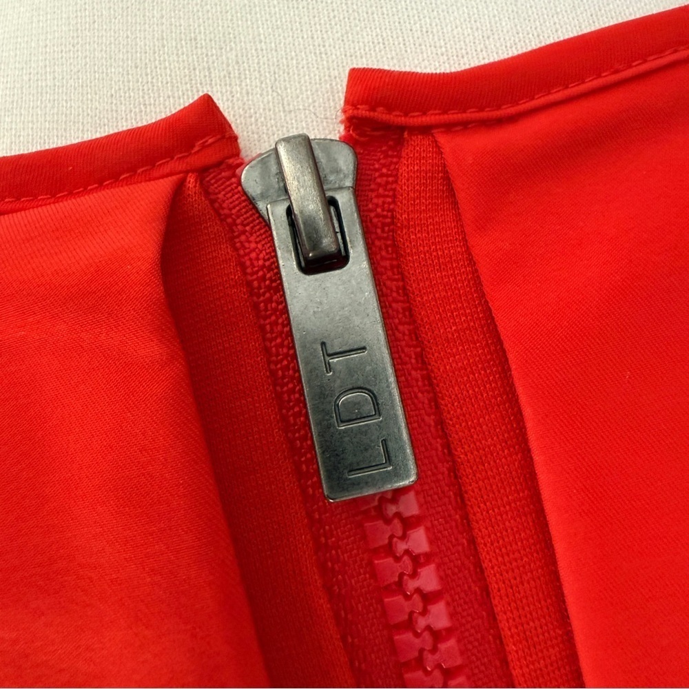 LDT Red Dress Connie Front Tie Short Sleeve Blouson Midi Dress 12 - Picture 9 of 16
